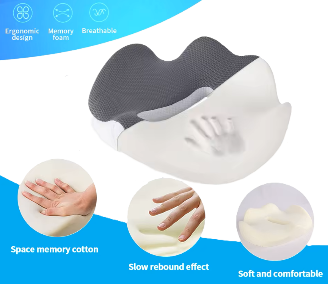 Ergonomic Large Memory Foam Cushion Seat for Office Chair - Coccyx Cushion for Tailbone, Sciatica & Back Pain Relief