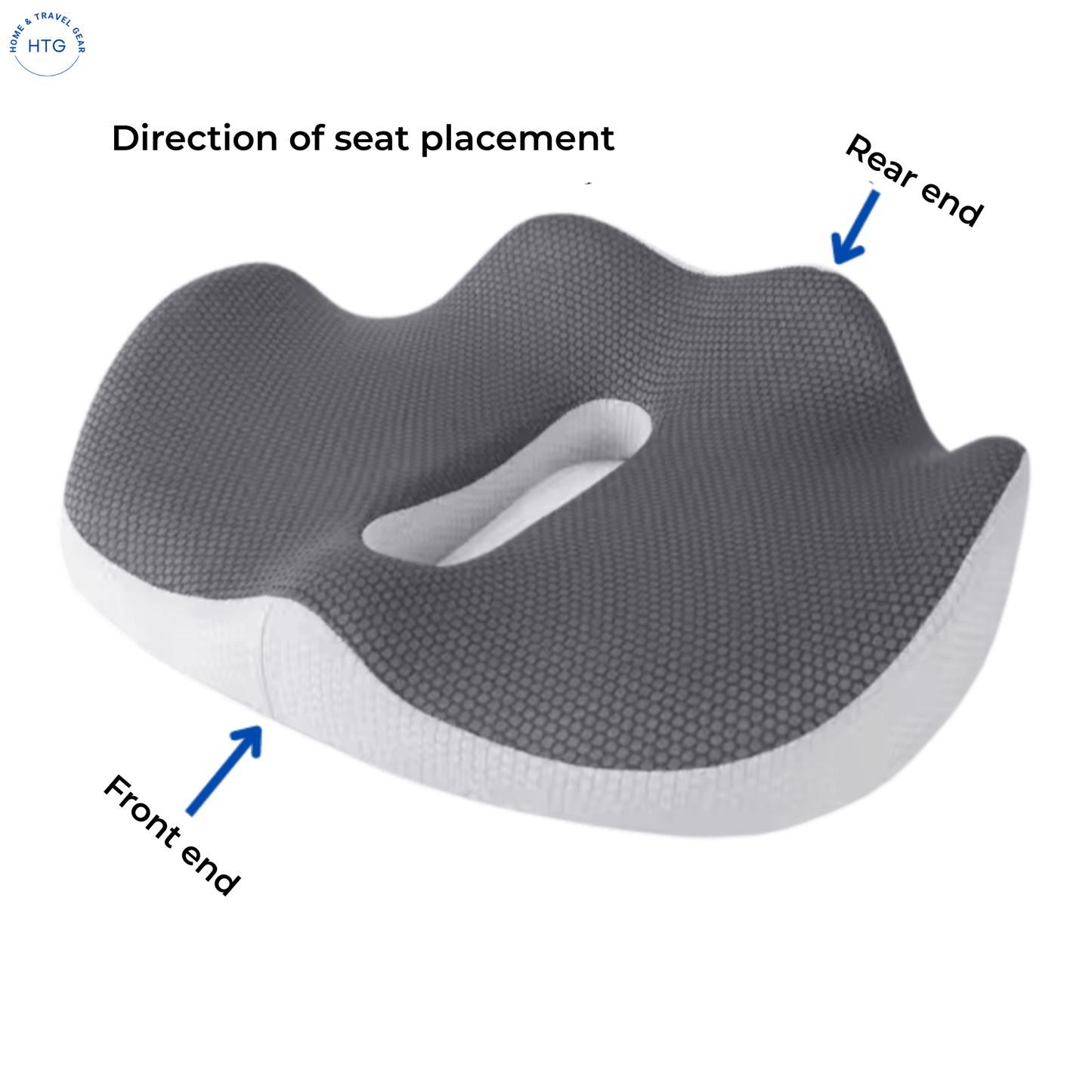 Ergonomic Memory Foam Seat Cushion — showing the placement direction of the seat cushion