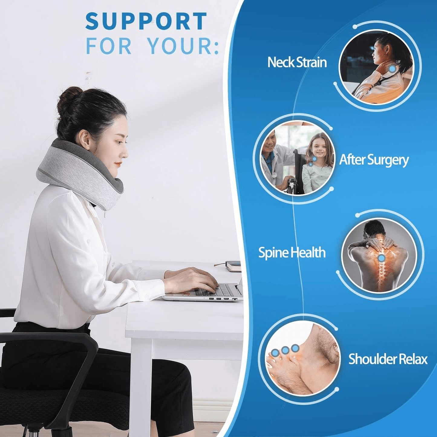 Memory Foam Travel Neck Pillow Set — 360° Support with Sleep Mask, Ear Plugs & Carry Bag - Home and Travel Gear