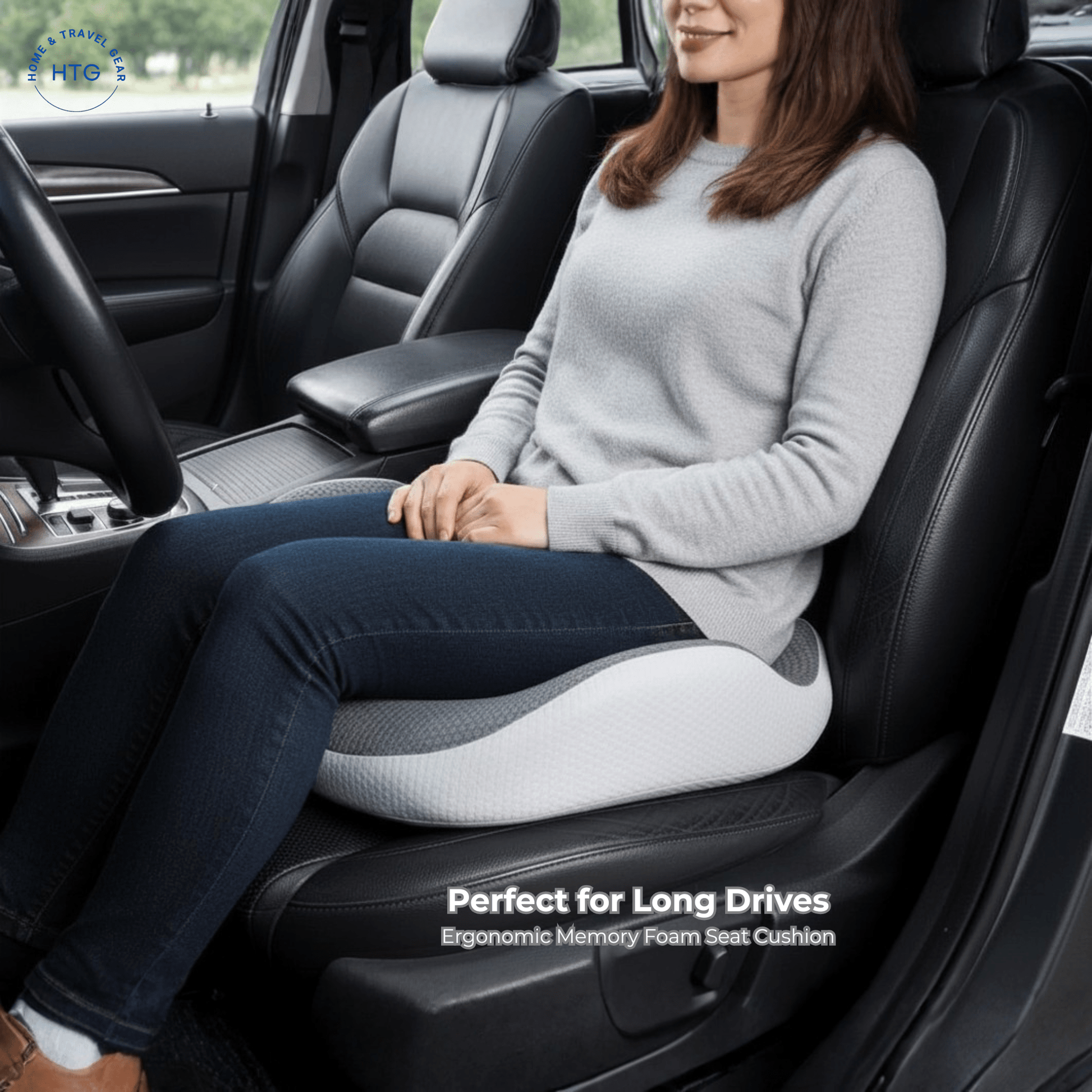 Ergonomic Memory Foam Seat Cushion — used on car seat for long drives