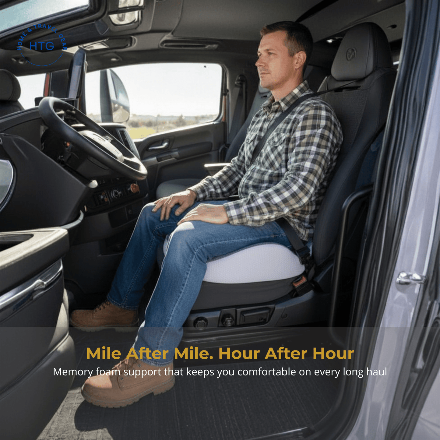 Ergonomic Memory Foam Seat Cushion —  used on a truck seat for long drives and  long hauls