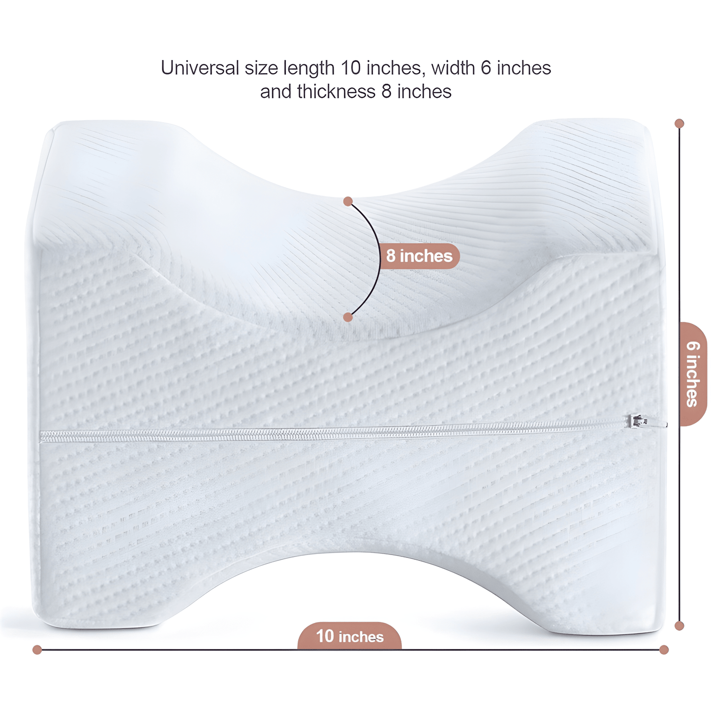 Memory Foam Knee Pillow for Side Sleepers — product dimensions