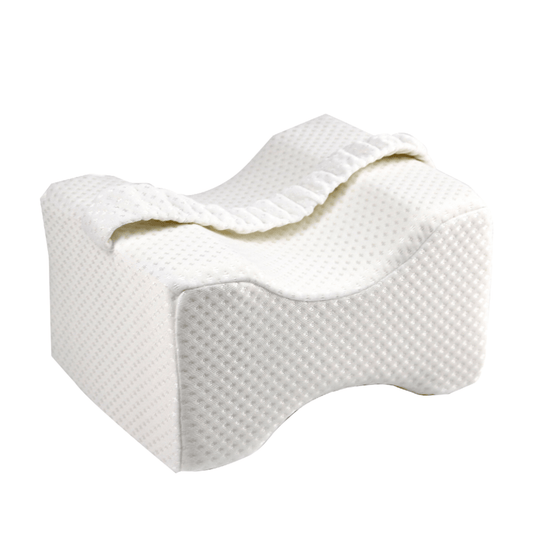 Memory foam knee pillow for side sleepers with hip and spine support