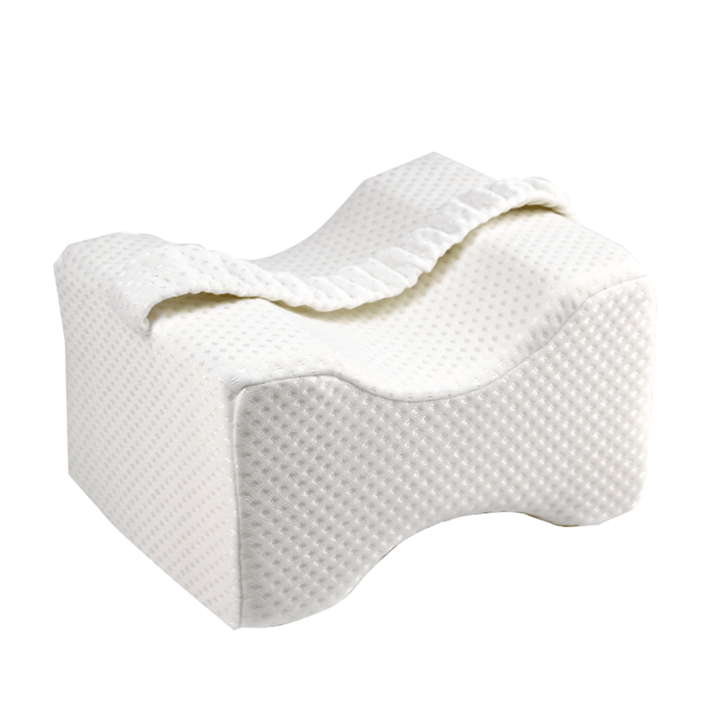 Memory foam knee pillow for side sleepers with hip and spine support