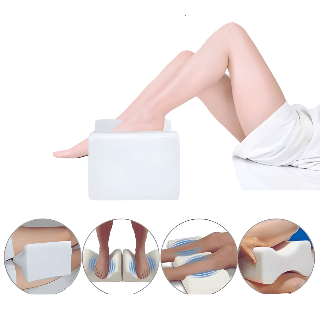 Memory foam knee pillow ergonomic design for leg support