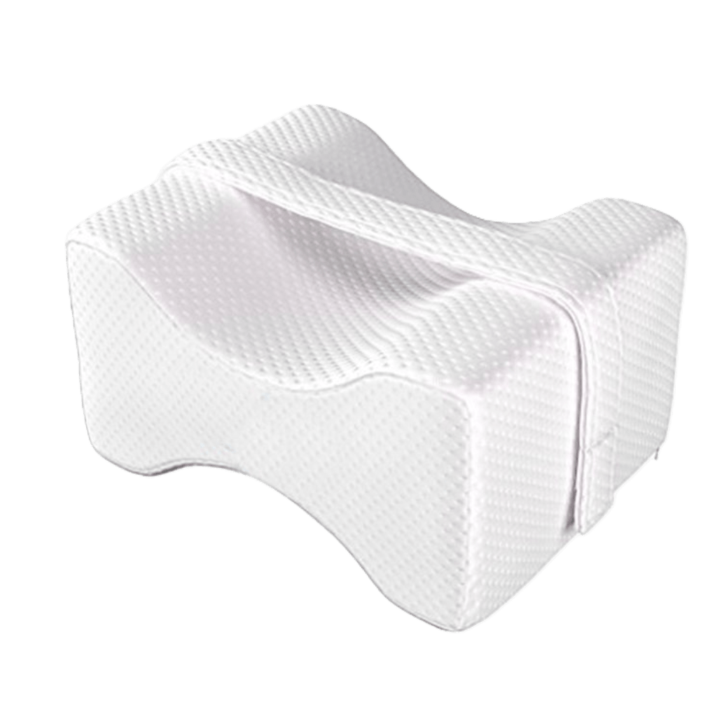 Knee pillow strap detail for secure overnight positioning